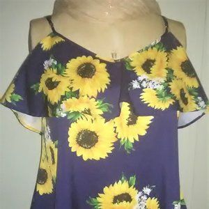 Rosagal Plus Size Cold Should Sunflower Blouse